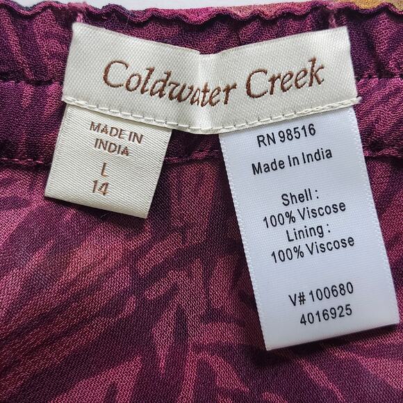 Coldwater Creek Reversible Fall Colors Print Midi Skirt Size 14 - Picture 3 of 8